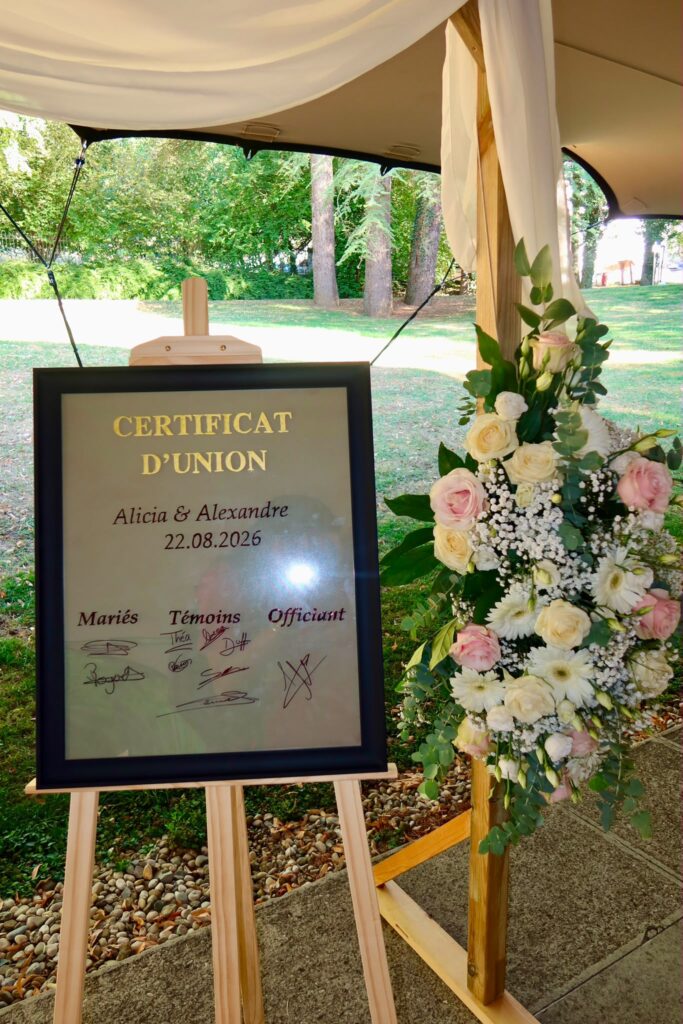 Décoration florale du certificat d’union